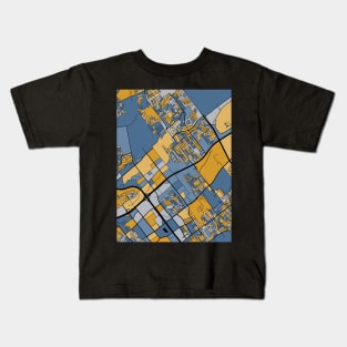 Laval Map Pattern in Blue & Gold Kids T-Shirt